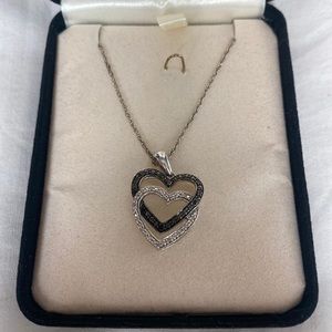 Double heart silver necklace